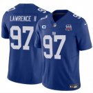 men's & kids New York Giants 97 Dexter Lawrence II Jersey Blue C Patch and 100TH Season Patch FUSE
