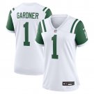 women's New York Jets 1 Sauce Gardner Jersey White Classic Alternate F.U.S.E. Football Player Game