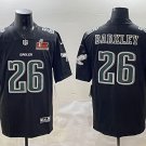 men's & youth Philadelphia Eagles 26 Saquon Barkley Jersey 2025 Black Fashion Super Bowl LIX Game