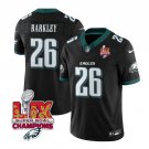 men's & kids Philadelphia 26 Saquon Barkley Jersey Black 2025 Eagles Logo Super Bowl LIX Patch