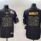 men's & youth Philadelphia Eagles 26 Saquon Barkley Jersey Black Gold 2025 Super Bowl LIX Patch