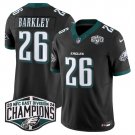 men's & kids Philadelphia Eagles 26 Saquon Barkley Jersey Black 2024 Champions FUSE Football Game
