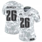 women's Philadelphia Eagles 26 Saquon Barkley Jersey Arctic 2024 Salute To Service F.U.S.E. Football