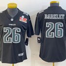women's Philadelphia Eagles 26 Saquon Barkley Jersey Black Fashion 2025 Super Bowl LIX Football Game