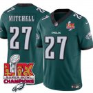 men's & kids Philadelphia 27 Quinyon Mitchell Jersey Green 2025 Eagles Logo Super Bowl LIX Patch