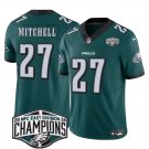 men's & kids Philadelphia Eagles 27 Quinyon Mitchell Jersey Green 2024 Champions FUSE Football Game