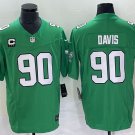 men's & kids Philadelphia Eagles 90 Jordan Davis Jersey Kelly Green C Patch F.U.S.E. Football Game