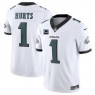 men's & kids Philadelphia Eagles 1 Jalen Hurts Jersey White C Patch F.U.S.E. Football Player Game
