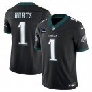 men's & kids Philadelphia Eagles 1 Jalen Hurts Jersey Black C Patch F.U.S.E. Football Player Game