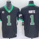 men's & youth Philadelphia Eagles 1 Jalen Hurts Jersey Black F.U.S.E. with C Patch Limited Football