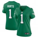 women's Philadelphia Eagles 1 Jalen Hurts Jersey Green Alternate FUSE Limited Football Player Game