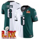 men's & youth Philadelphia Eagles 6 DeVonta Smith Jersey Split 2025 Super Bowl LIX Patch F.U.S.E.