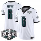 men's & kids Philadelphia Eagles 6 DeVonta Smith Jersey White 2024 Champions F.U.S.E. Football Game