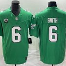 men's & kids Philadelphia Eagles 6 DeVonta Smith Jersey Kelly Green with C Patch Limited Football