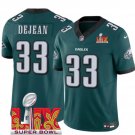 men's & kids Philadelphia Eagles 33 Cooper DeJean Jersey Green F.U.S.E. 2025 Super Bowl LIX Patch