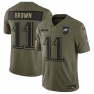 men's & youth Philadelphia Eagles 11 A.J. Brown Jersey Olive 2025 Salute To Service F.U.S.E Football