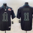 men's & youth Philadelphia Eagles 11 A.J. Brown Jersey Lights Out Black 2025 Super Bowl LIX Patch