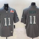 men's & youth Philadelphia Eagles 11 A.J. Brown Jersey Gray Fashion 2025 Super Bowl LIX Patch