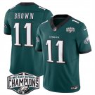 men's & kids Philadelphia Eagles 11 A.J. Brown Jersey Green 2024 Champions F.U.S.E Football Game