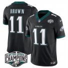 men's & kids Philadelphia Eagles 11 A.J. Brown Jersey Black 2024 Champions F.U.S.E Football Game