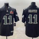 men's & youth Philadelphia Eagles 11 A.J. Brown Jersey Black Fashion 2025 Super Bowl LIX Patch
