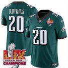 men's & kids Philadelphia 20 Brian Dawkins Jersey Green 2025 Eagles Logo Super Bowl LIX Patch FUSE