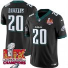 men's & kids Philadelphia 20 Brian Dawkins Jersey Black 2025 Eagles Logo Super Bowl LIX Patch FUSE
