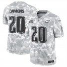 men's & youth Philadelphia Eagles 20 Brian Dawkins Jersey Arctic 2024 Salute To Service Football