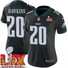 women's Philadelphia Eagles 20 Brian Dawkins Jersey Black 2025 Super Bowl LIX Patch F.U.S.E Retired