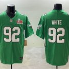 men's & kids Philadelphia Eagles 92 Reggie White Jersey Kelly Green 2025 Super Bowl LIX Patch FUSE