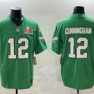 men's & kids Philadelphia Eagles 12 Randall Cunningham Jersey Kelly Green 2025 Super Bowl LIX Patch