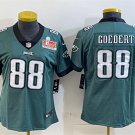 women's Philadelphia Eagles 88 Dallas Goedert Jersey Green 2025 Super Bowl LIX Patch Football Game