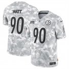 men's & youth Pittsburgh Steelers 90 T.J. Watt Jersey Arctic 2024 Salute To Service F.U.S.E Football
