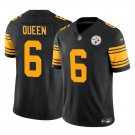men's & kids Pittsburgh Steelers 6 Patrick Queen Jersey Black Color Rush FUSE Limited Football Game