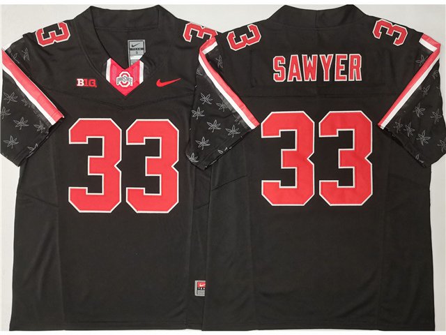 men's & youth Ohio State Buckeyes 33 Jack Sawyer Jersey Black Special F.U.S.E. College Football Game