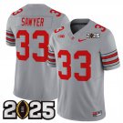 men's & youth Ohio State Buckeyes 33 Jack Sawyer Jersey Gray 2025 CFP Final Patch College Football