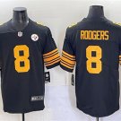 men's & kids Pittsburgh Steelers 8 Aaron Rodgers Jersey Black Color Rush FUSE Football Player Game