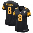 women's Pittsburgh Steelers 8 Aaron Rodgers Jersey Black Color Rush F.U.S.E Limited Football Game