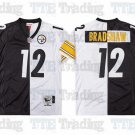 men's & youth Pittsburgh Steelers 12 Terry Bradshaw Jersey Split Black/White Throwback M&N Football