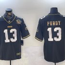 men's & youth San Francisco 49ers 13 Brock Purdy Jersey Black Gold with 75th Patch Limited Football