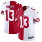 men's & youth San Francisco 49ers 13 Brock Purdy Jersey Red/White Split Limited Football