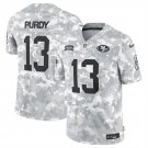 men's & youth San Francisco 49ers 13 Brock Purdy Jersey Arctic 2024 Salute To Service FUSE Football