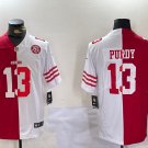 men's & youth San Francisco 49ers 13 Brock Purdy Jersey Red/White Split with Patch Limited Football