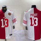men's & youth San Francisco 49ers 13 Brock Purdy Jersey Red/White Split with Patch Limited Football
