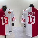 men's & youth San Francisco 49ers 13 Brock Purdy Jersey Red/White Split with Patch Limited Football