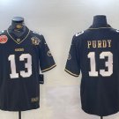 men's & youth San Francisco 49ers 13 Brock Purdy Jersey Black Gold 75th with Patch Limited Football