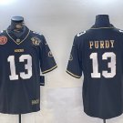 men's & youth San Francisco 49ers 13 Brock Purdy Jersey Black Gold 75th with Patch Limited Football