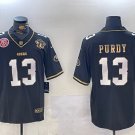 men's & youth San Francisco 49ers 13 Brock Purdy Jersey Black Gold 75th with Patch Limited Football