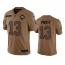 men's & youth San Francisco 49ers 13 Brock Purdy Jersey 2023 Brown Salute To Service Football