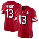 men's & kids San Francisco 49ers 13 Brock Purdy Jersey Alternate Red FUSE Super Bowl LVIII Patch